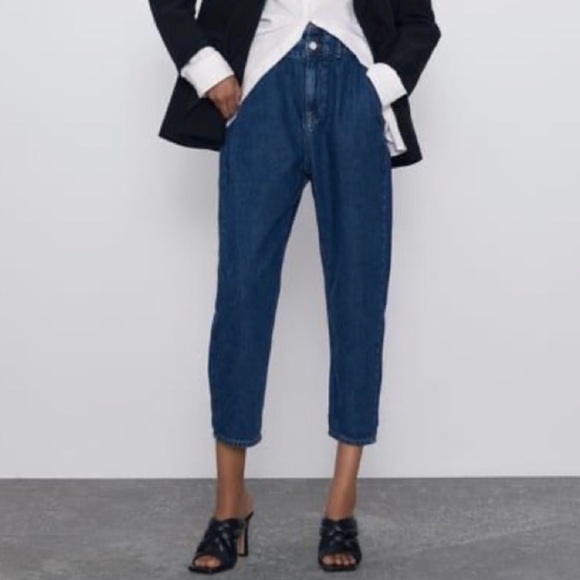 Zara Denim - Zara Baggy Paperbag High-Waisted Crop Jeans 4